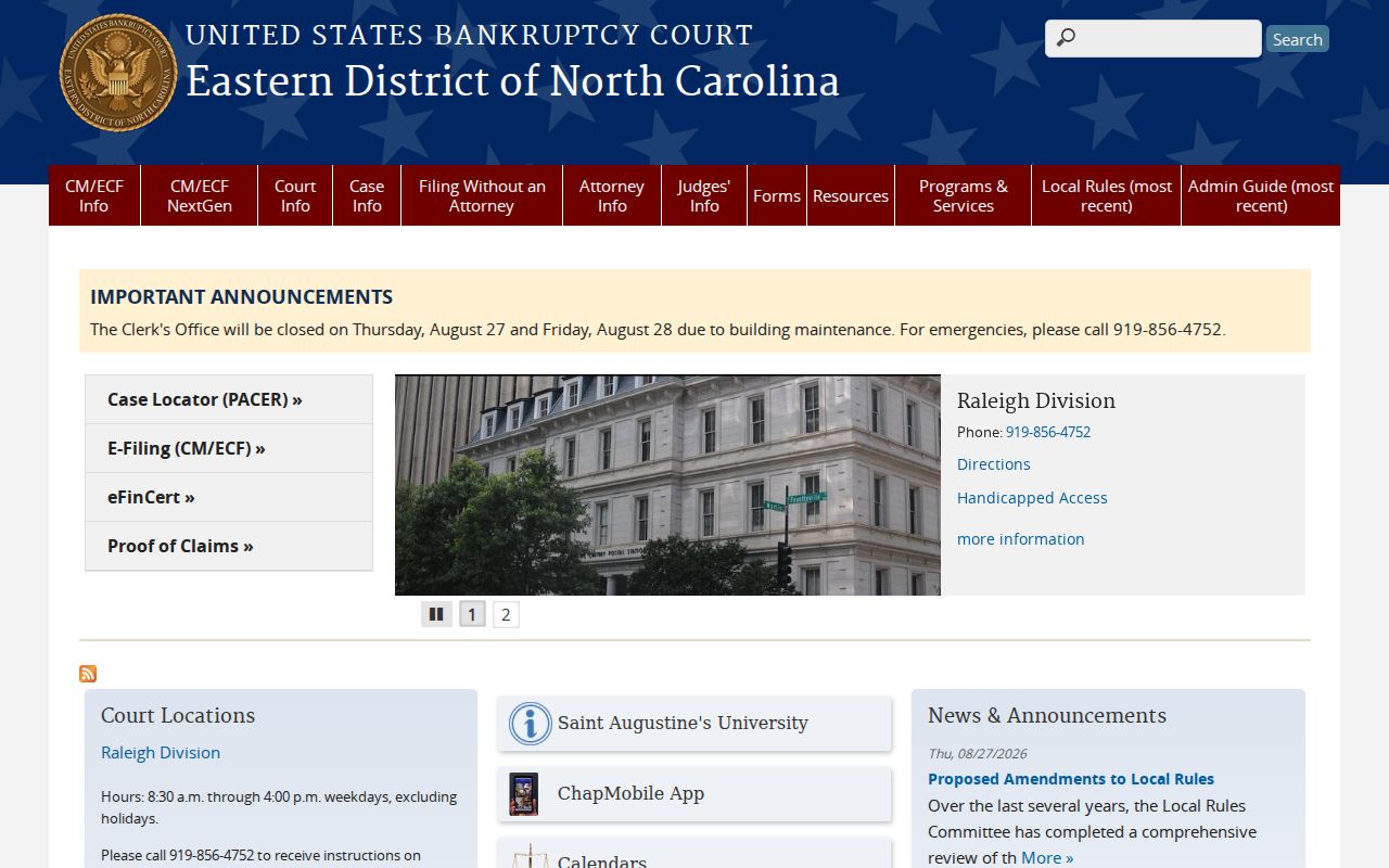Dare County court docket context for Manteo and Eastern District federal court distinction